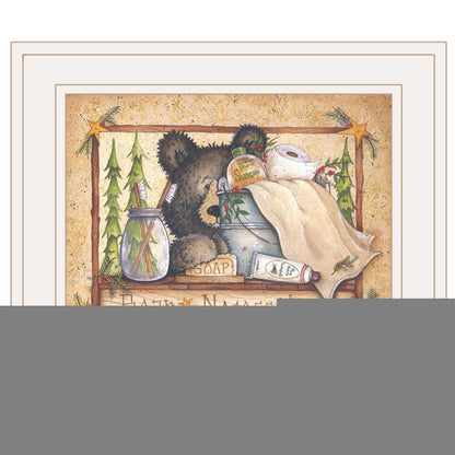 Bear Necessities 1 White Framed Print Bathroom Wall Art