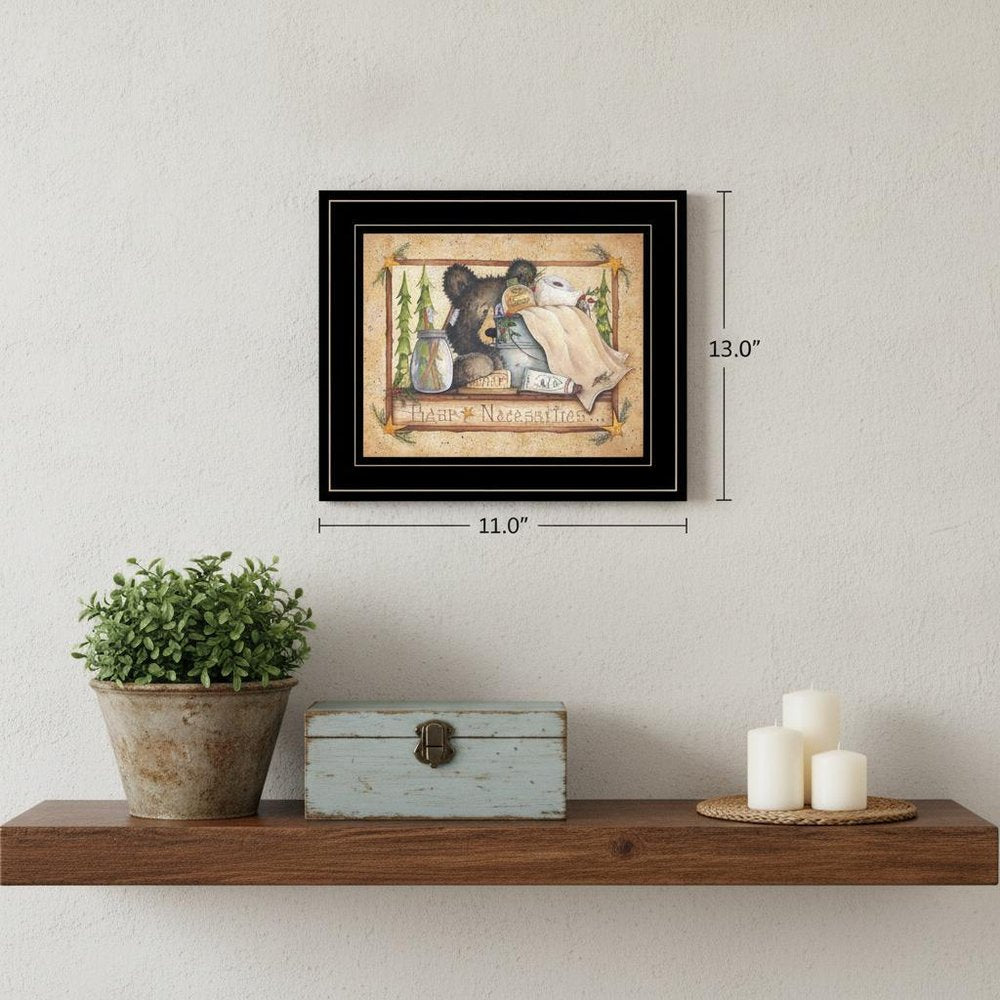 Bear Necessities Getting Ready Black Framed Print Wall Art