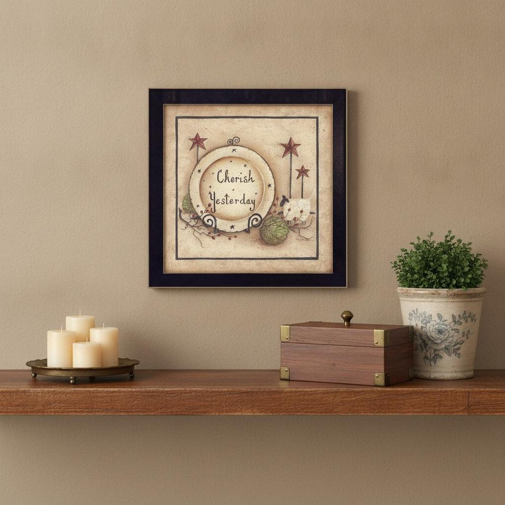 Cherish Yesterday 1 Black Framed Print Wall Art