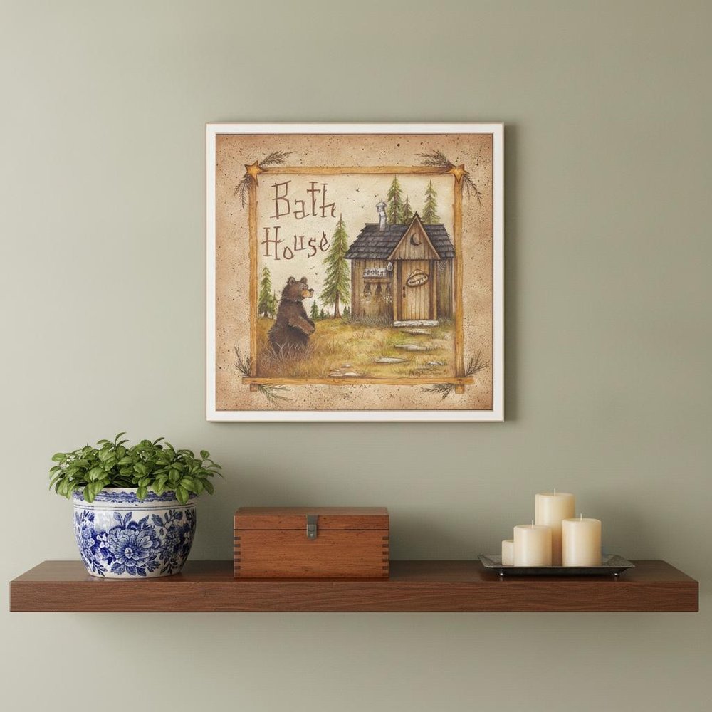 Bath House 3 White Framed Print Bathroom Wall Art