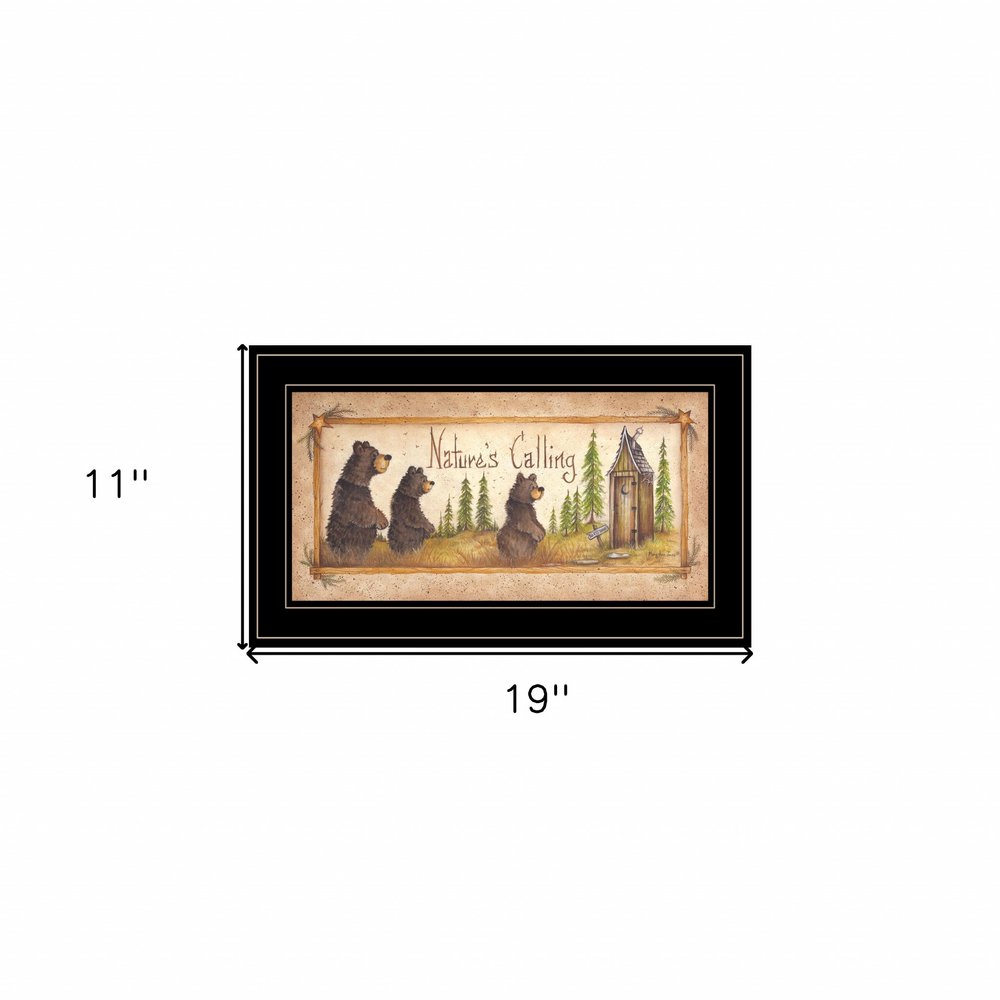 Natures Calling 3 Black Framed Print Bathroom Wall Art