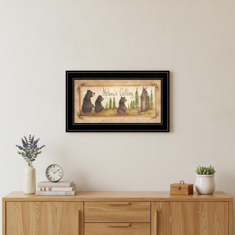 Natures Calling 3 Black Framed Print Bathroom Wall Art