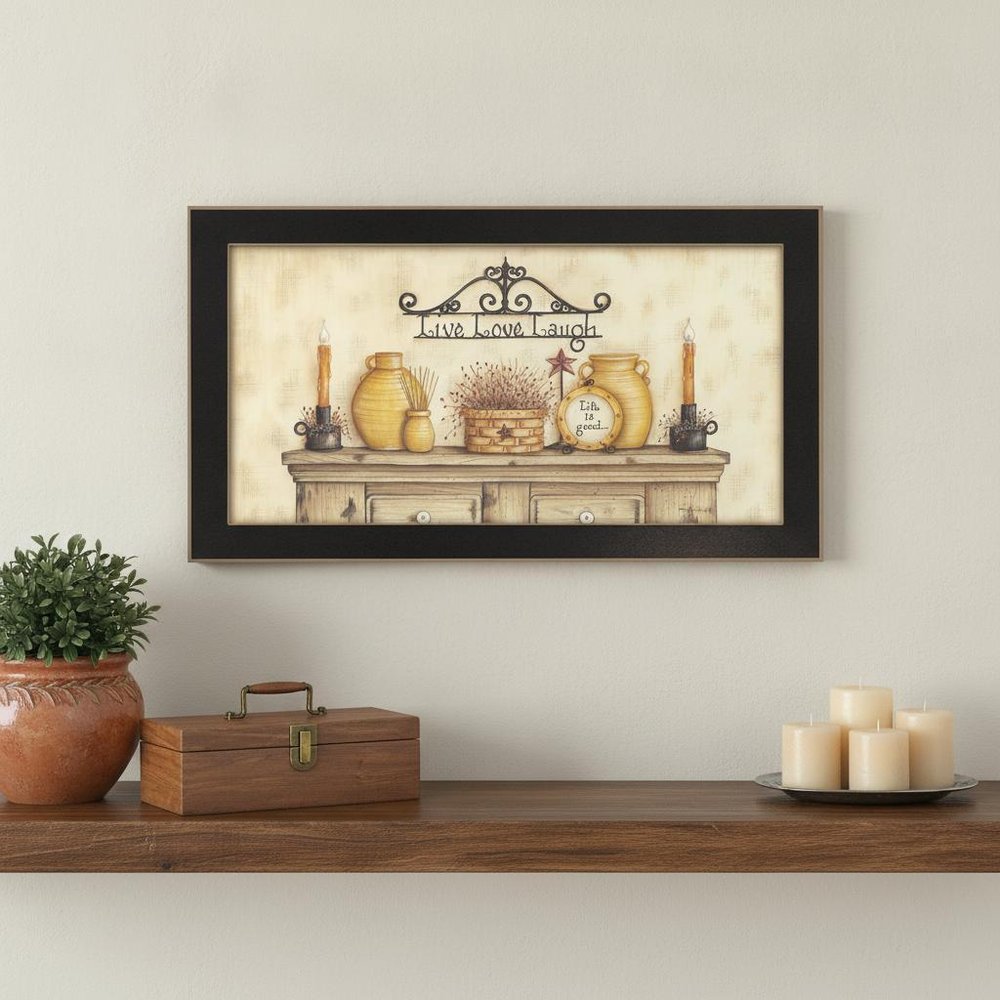 Live Love Laugh Black Framed Print Wall Art