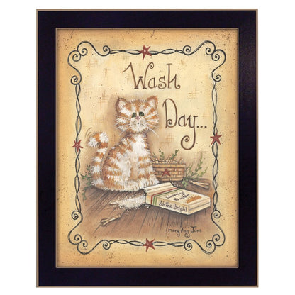Wash Day 1 Black Framed Print Laundry Wall Art