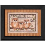 Whoooo Loves You Black Framed Print Wall Art