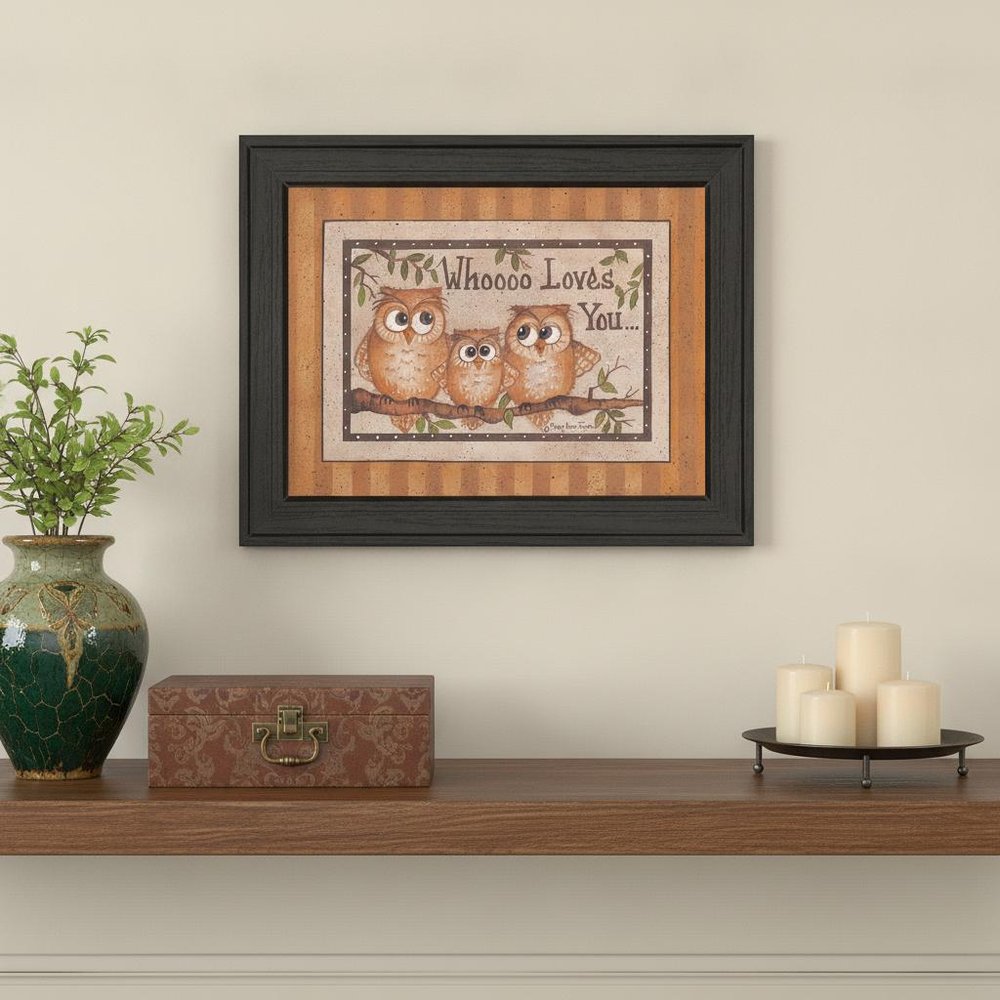 Whoooo Loves You Black Framed Print Wall Art