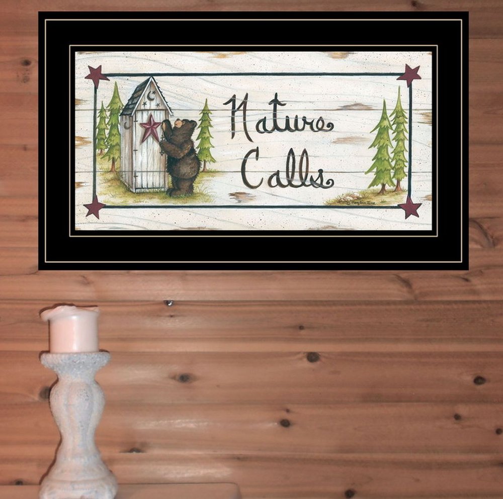 Nature Calls 2 Black Framed Bathroom Wall Art