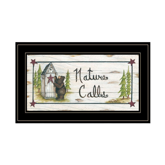Nature Calls 2 Black Framed Bathroom Wall Art