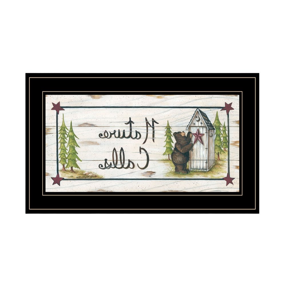 Nature Calls 2 Black Framed Bathroom Wall Art