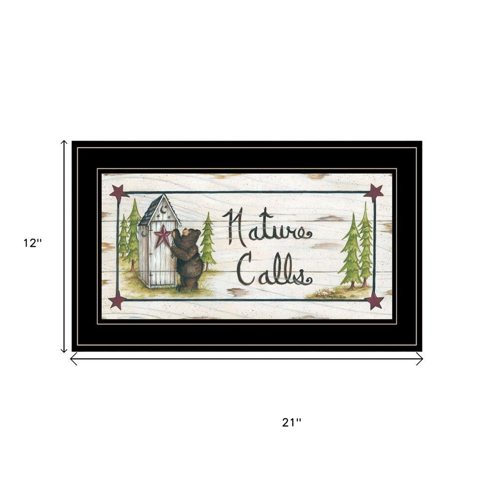Nature Calls 2 Black Framed Bathroom Wall Art