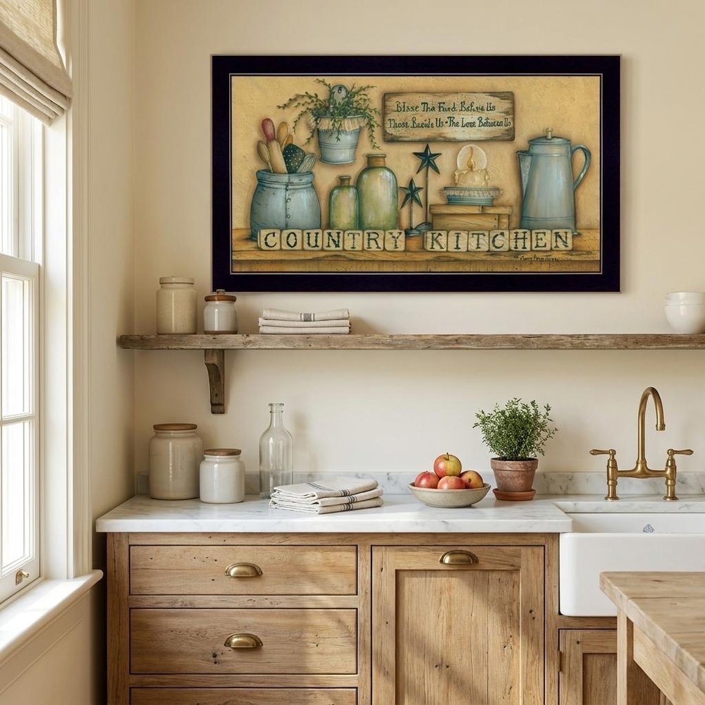 Country Kitchen 2 Black Framed Print Kitchen Wall Art