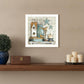 Birdhouse on Books 2 White Framed Print Wall Art