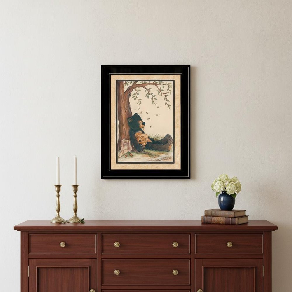 Nap Time 2 Black Framed Print Wall Art