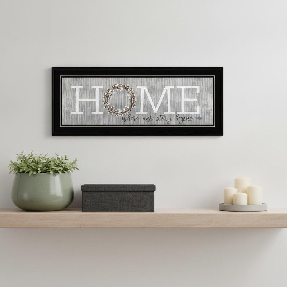 Home Where Our Story Begins Black Framed Print Wall Art