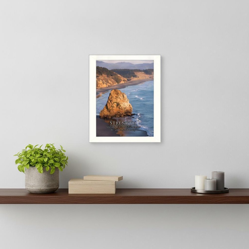 Strength 5 White Framed Print Wall Art
