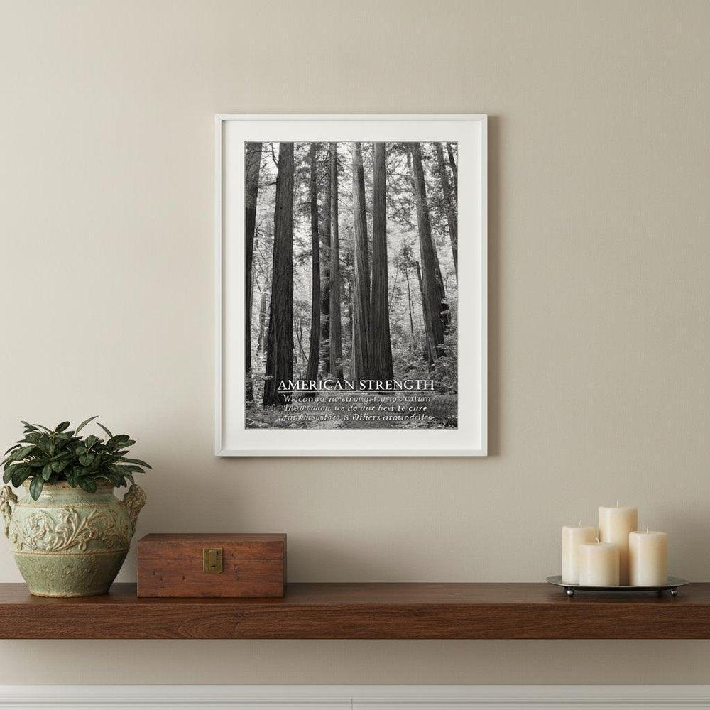 American Strength 6 White Framed Print Wall Art