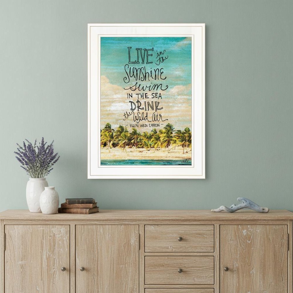 Live in the Sunshine 2 White Framed Print Wall Art