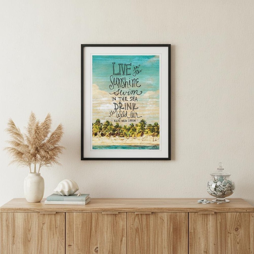 Live in the Sunshine 3 Black Framed Print Wall Art