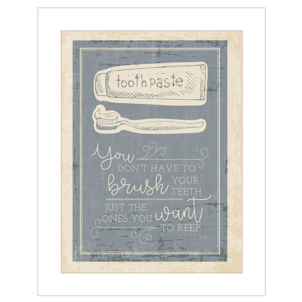 Brush Teeth 1 White Framed Print Wall Art