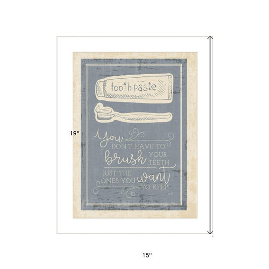 Brush Teeth 1 White Framed Print Wall Art