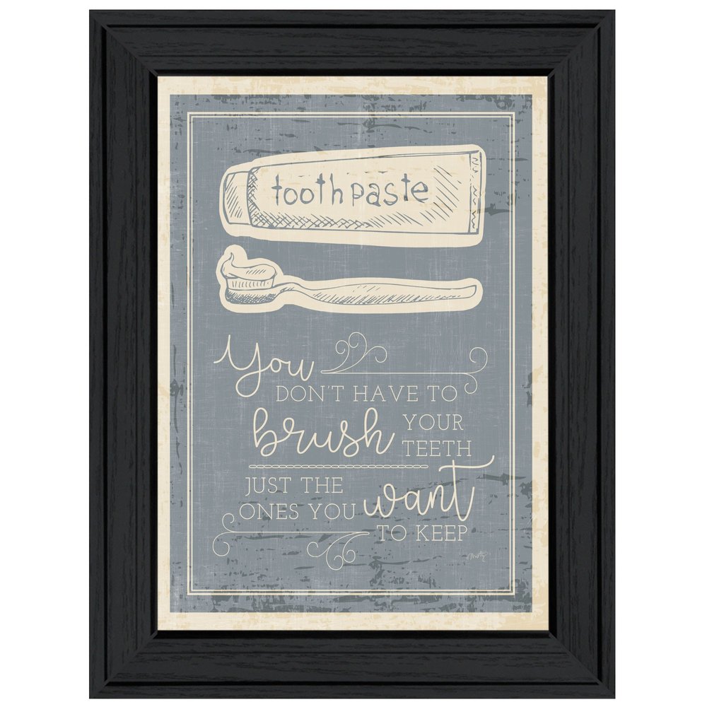 Brush Teeth 3 Black Framed Print Wall Art