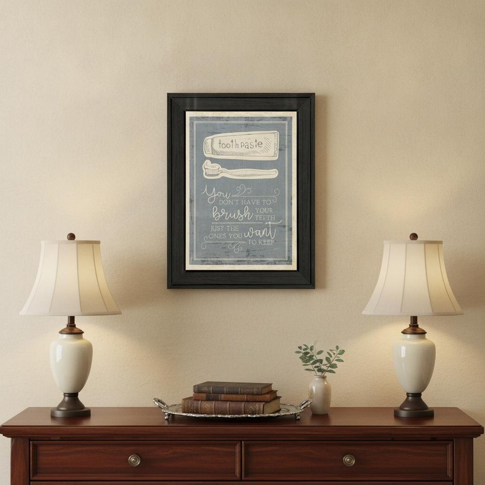 Brush Teeth 3 Black Framed Print Wall Art