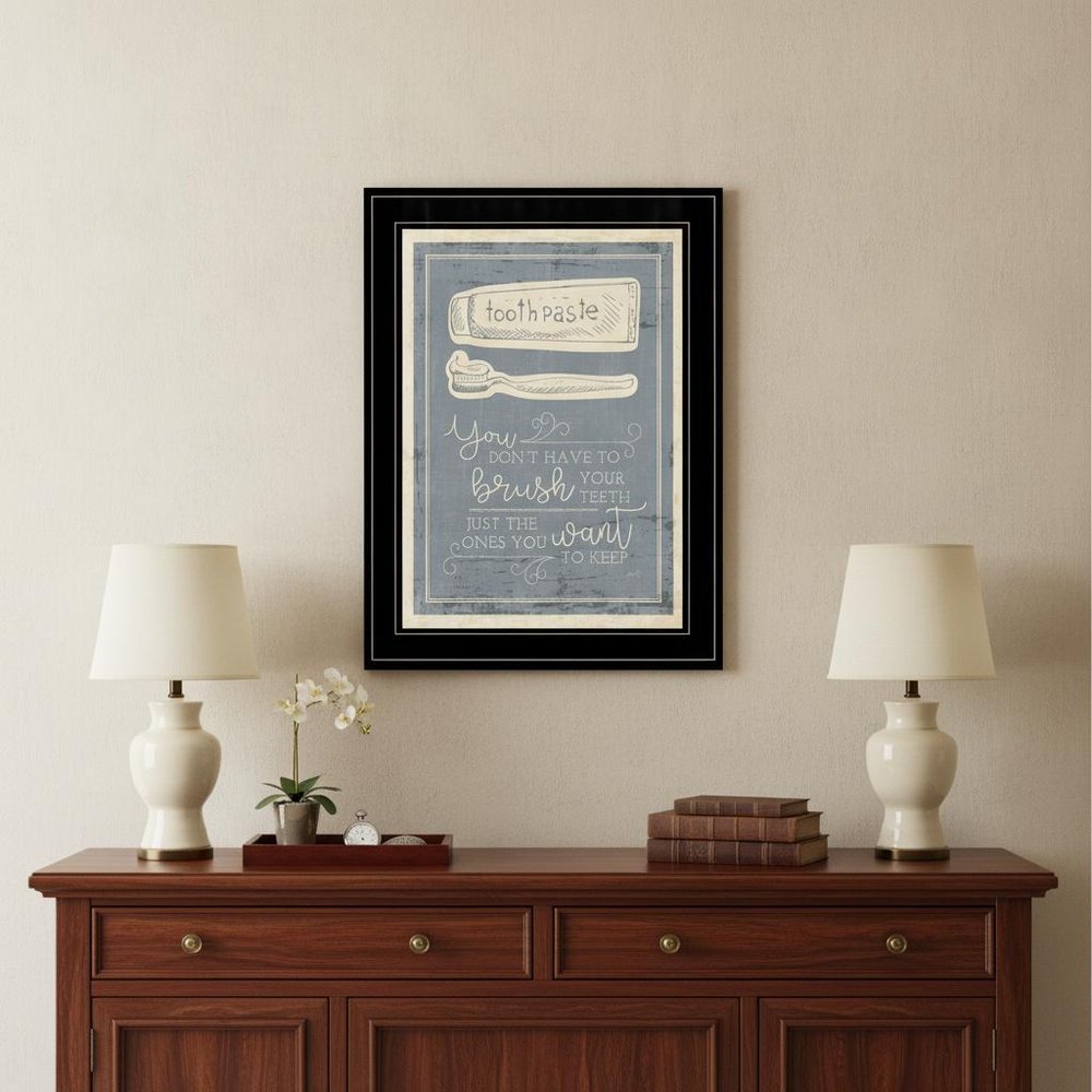 Brush Teeth 4 Black Framed Print Wall Art