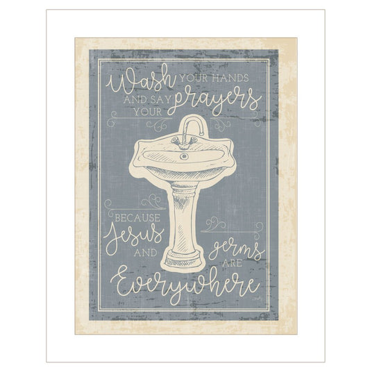 Wash Your Hands 5 White Framed Print Bathroom Wall Art
