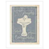 Wash Your Hands 5 White Framed Print Bathroom Wall Art