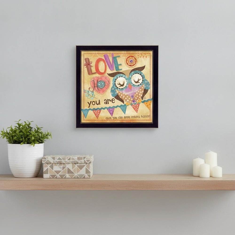 Owl 1 Black Framed Print Wall Art