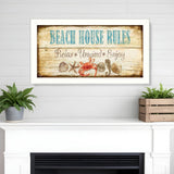 Beach House Rules White Framed Print Wall Art