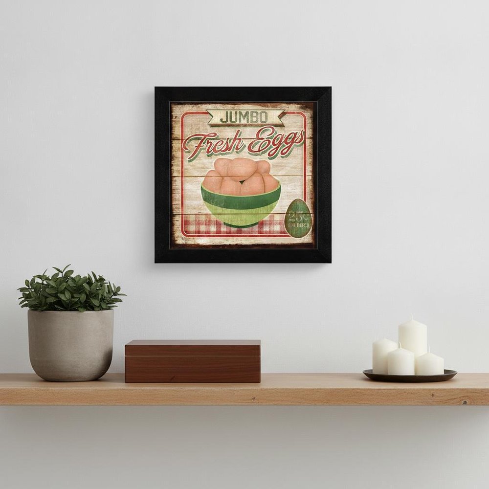 Jumbo Fresh Eggs Black Framed Print Wall Art