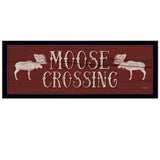 Moose Crossing Black Framed Print Wall Art