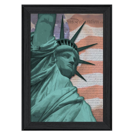 Lady Liberty Black Framed Print Wall Art