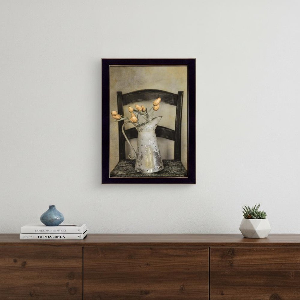 Golden Tulips 2 Black Framed Print Wall Art