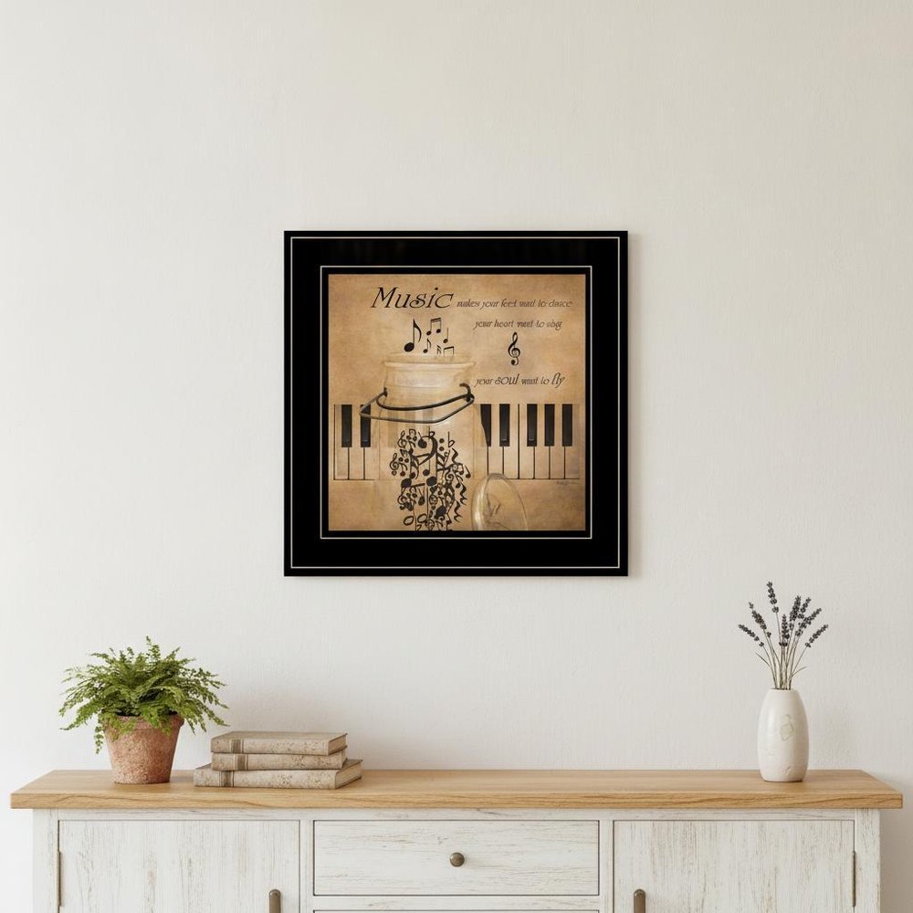 Music 2 Black Framed Print Wall Art