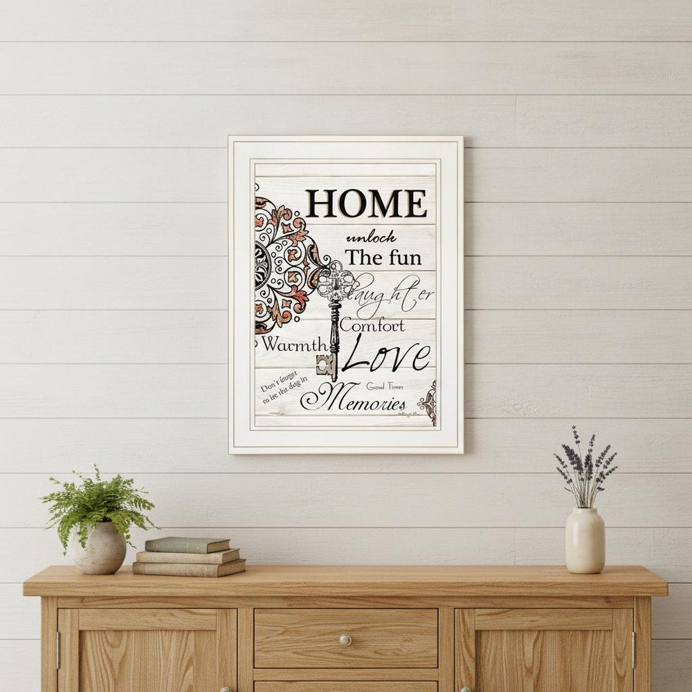 Home or Laughter 1 White Framed Print Wall Art