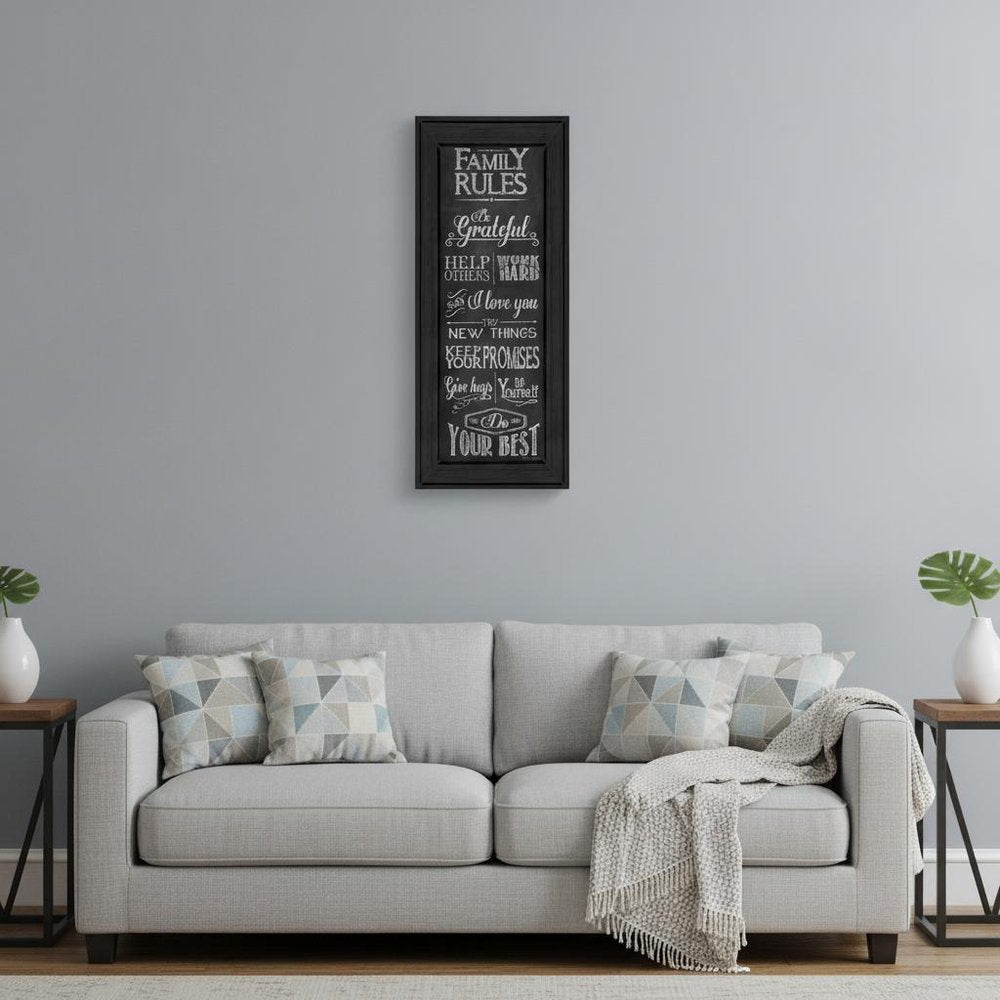 Family Rules 1 Black Framed Print Wall Art