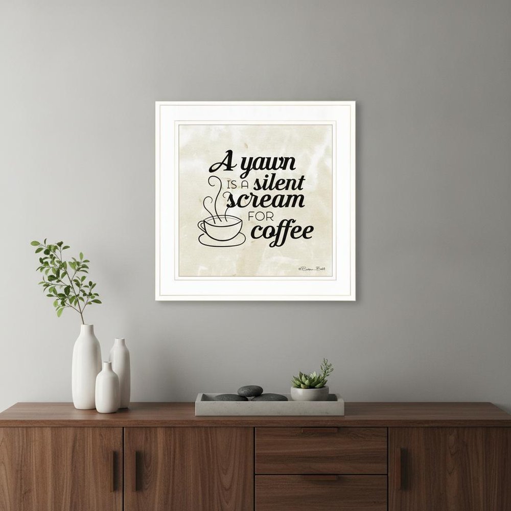 A Silent Scream for Coffee 1 White Framed Print Wall Art