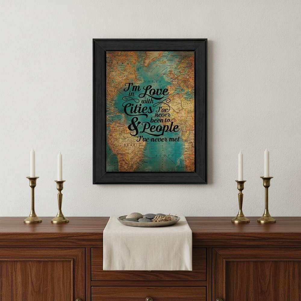 Cities and People Black Framed Print Wall Art