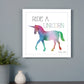 Ride a Unicorn White Framed Print Wall Art
