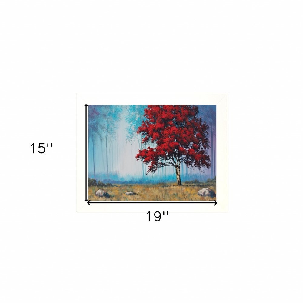 Red Tree 3 White Framed Print Wall Art