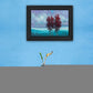 Two Red Trees 2 Black Framed Print Wall Art
