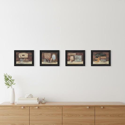 Set Of Four Bathroom I Black Framed Print Bathroom Wall Art
