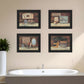 Set Of Four Bathroom I Black Framed Print Bathroom Wall Art