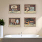 Set Of Four Bathroom COLLECTION I 1 Brown Framed Print Bathroom Wall Art