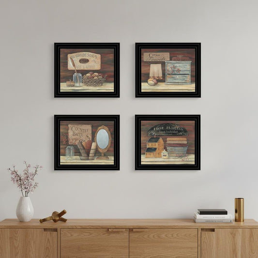 Set Of Four Bathroom COLLECTION I 2 Black Framed Print Bathroom Wall Art