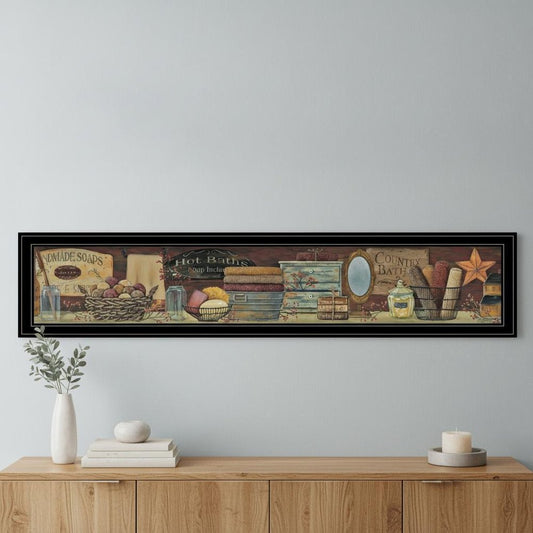 Set Of Three COUNTRY BATH II 10 Black Framed Print Bathroom Wall Art