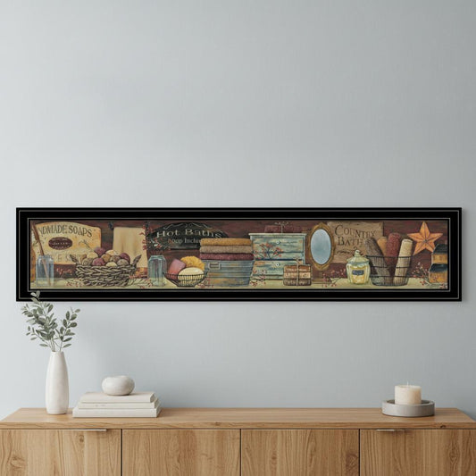 Set Of Three COUNTRY BATH II 10 Black Framed Print Bathroom Wall Art