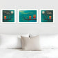 Set Of Three Owls II White Framed Print Wall Art